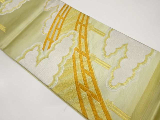 JAPANESE KIMONO / ANTIQUE FUKURO OBI / SILK / WOVEN CLOUD